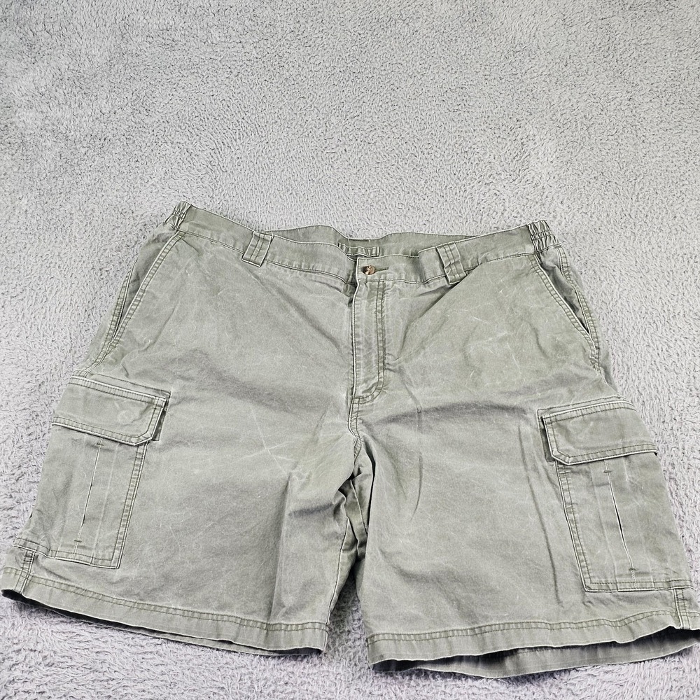 L.L. Bean Cargo Shorts Mens 42 Green Cotton Comfort Waist Elastic Outdoor Casual
